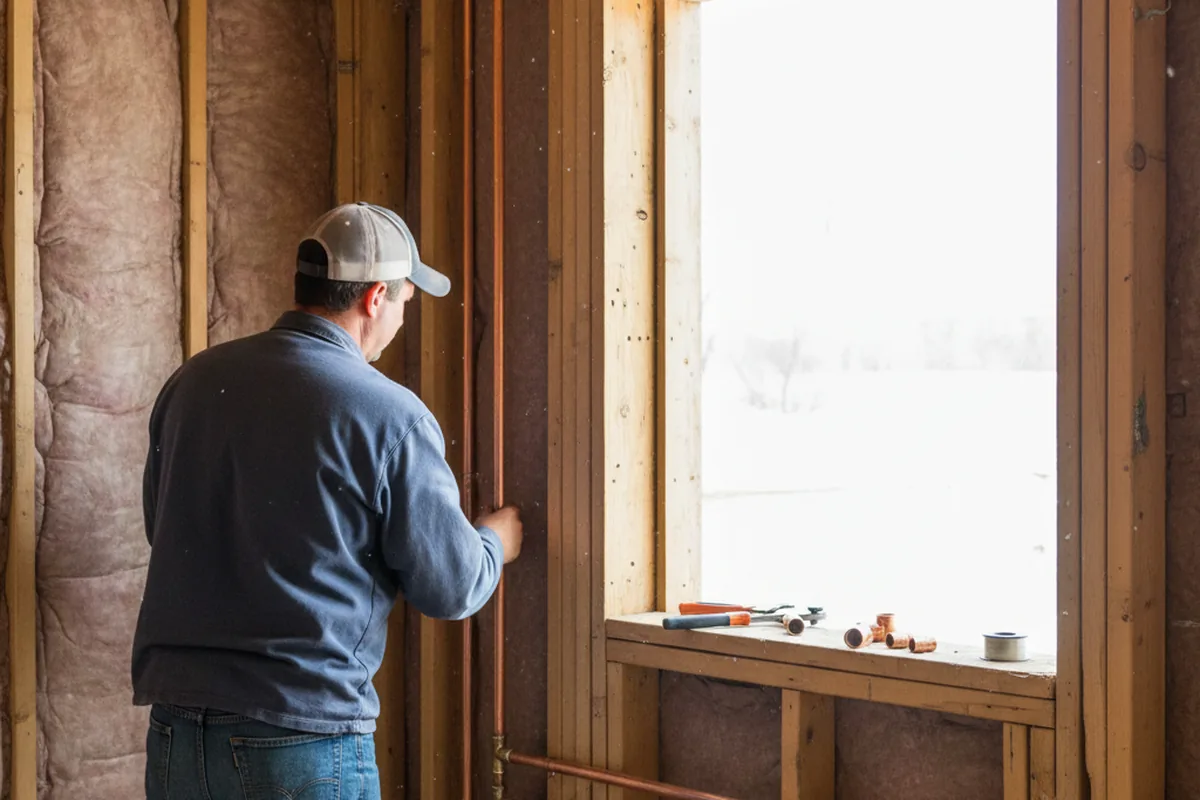 Licensed plumber running new copper supply lines in a Milburn home