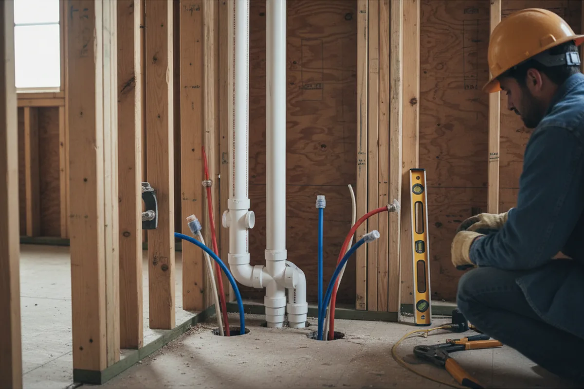 Drain and supply rough-in during Leak Detection in Milburn